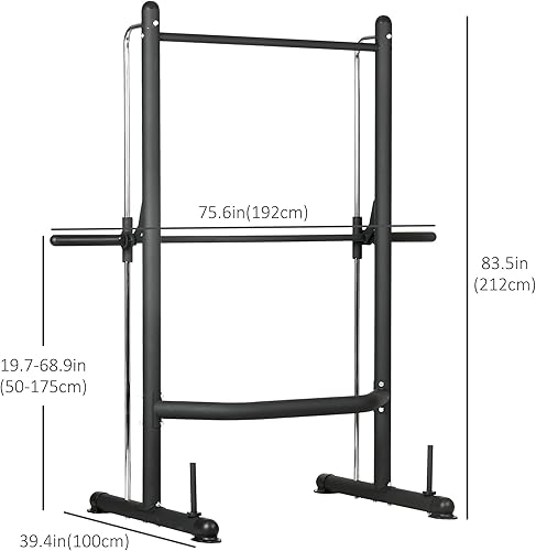 Miniatura 7 de Soozier Estante ajustable para sentadillas con barra de dominadas y barra de barra estante de prensa de banca soporte multifunción para