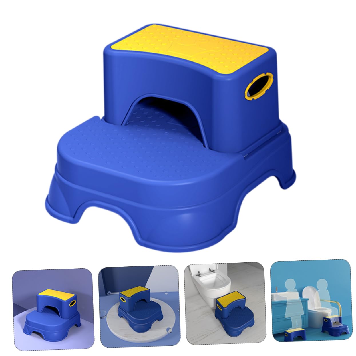 Abaodam Taburete de Escalón Infantil Taburete de Seguridad para Pequeños de Fricción para Pies para Baño o Cocina Color Amarillo y Azul Antideslizante