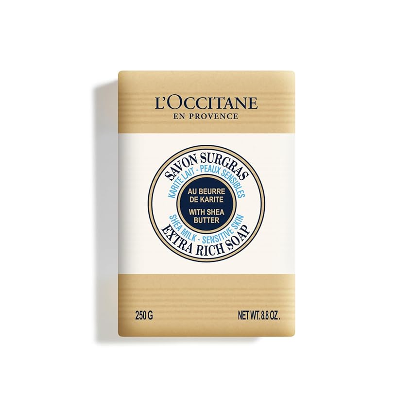 L'OCCITANE - Sapone Surgras al Karité Latte per Corpo e Viso, 250 g, Pelle Sensibile, Prodotto in Francia
