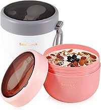 Overnight Oats Containers with Lids, 20oz Portable Overnight Oats Jars with Spoons, Leak-proof Plastic Yogurt Jars, Oatmeal Container for Yogurt Breakfast On The Go Cups, Dessert Snack Containers