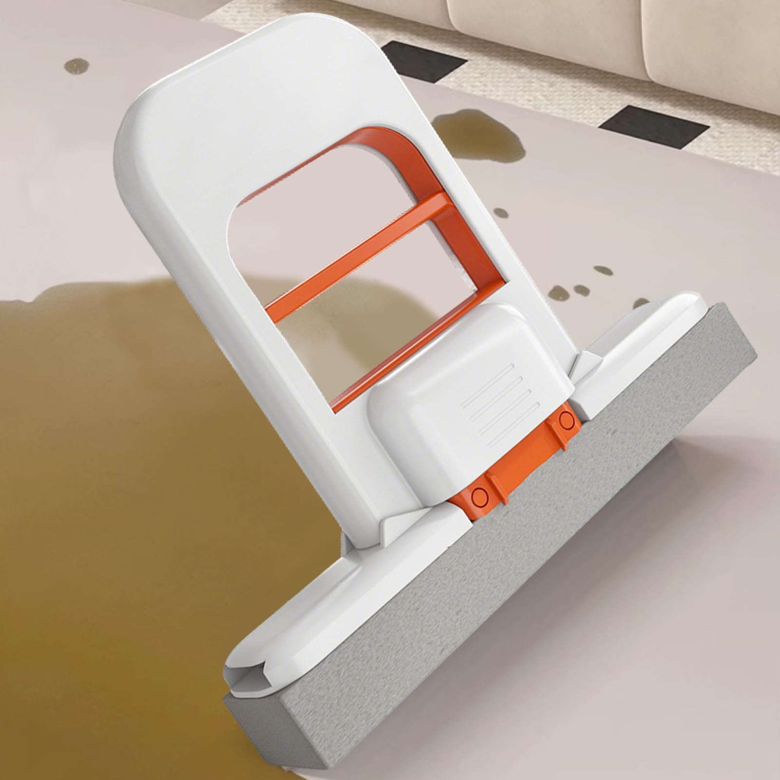 Mopa para espacios pequeños, mini fregona plegable de escritorio con cabezal de esponja, esponja autoescurrible, mopa de limpieza en seco y húmedo para cocina y baño (2 unidades)