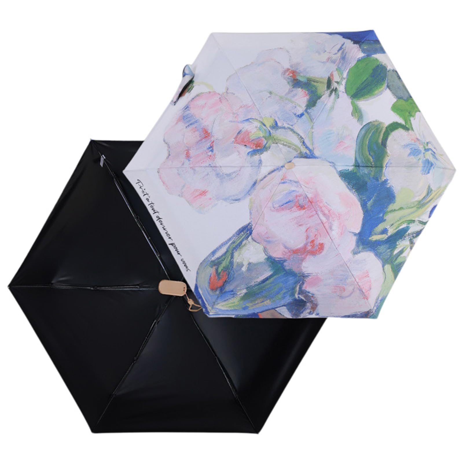 Jazuaiao Umbrella Small Windproof Oil Painting Folding Rain for Rain and Sun Travel Windproof Oil Painting