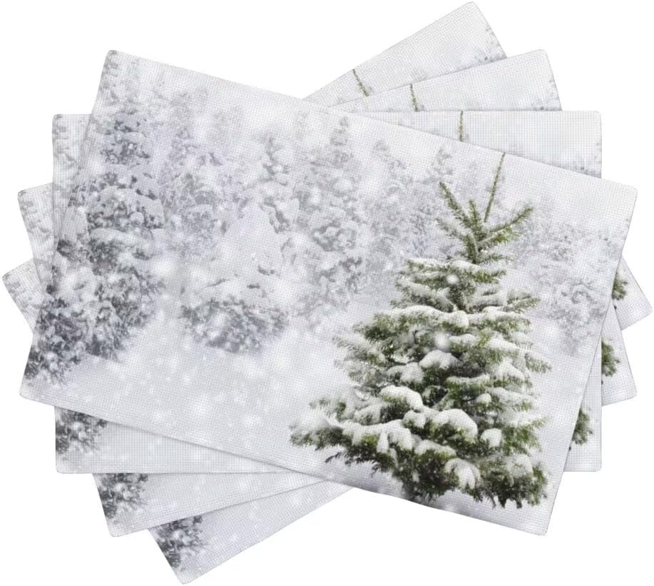 JanJCurt Christmas Placemats, Natural Winter Forest Fir