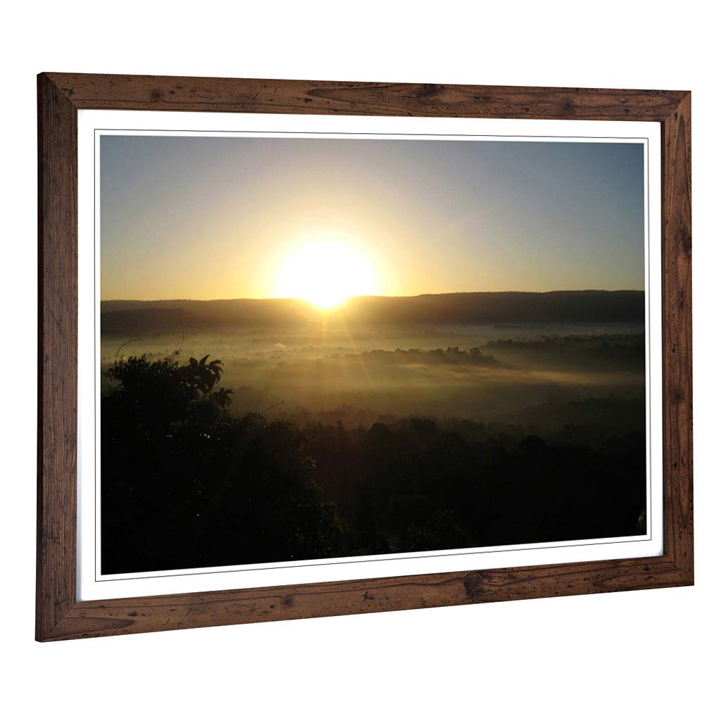 Big Box Art Framed Print Kenya Landscape Africa (2) Design | Wall Art Picture | Home Decor for Kitchen, Living Room, Bedroom, Hallway, Walnut, A2 / 24.5x18 Inch / 62x45cm