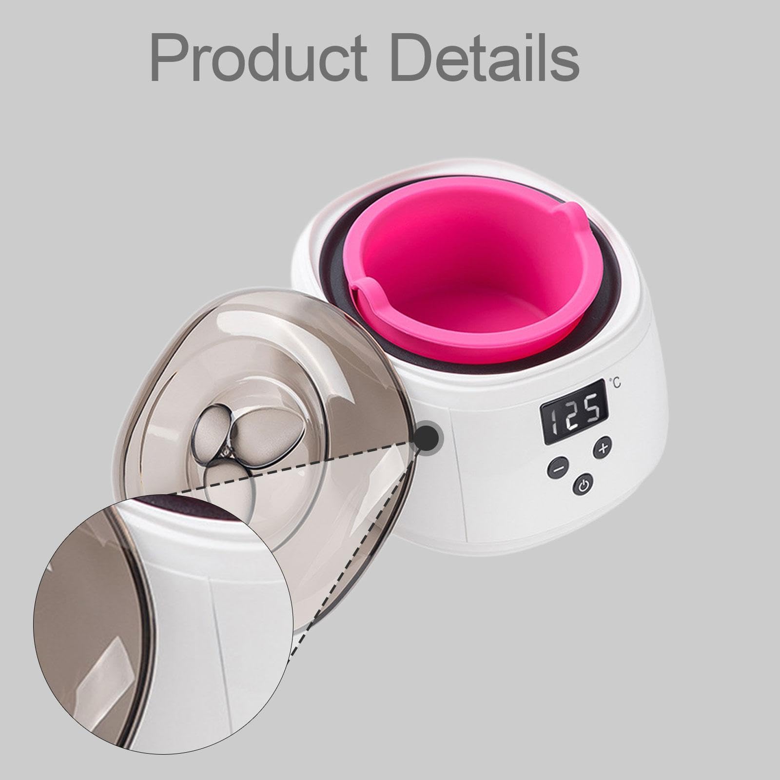 Calentador de Cera Depilatoria Portátil Control Digital de Temperatura Estructura Resistente Limpieza Sencilla Y Uso Eficiente Adecuado para Depilació, Blanco