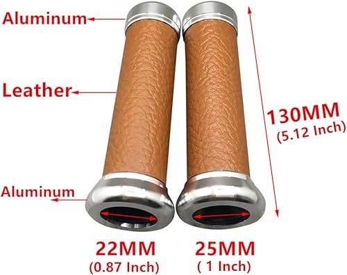Miniatura 3 de 1 par universal aluminio mezcla pu cuero marrón motocicleta mano apretones 0.866 in 78 '' moto scooter vintage manillar piezas