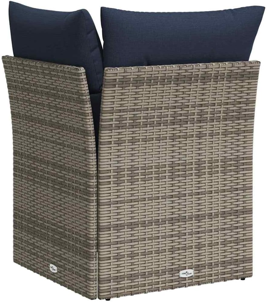 Outdoor Loveseat Grey, 24.41x24.41x27.17 in All-Weather Rattan Patio Couch with Cushions, Steel Frame Modern Balcony/Deck Seating for Garden & Terrace