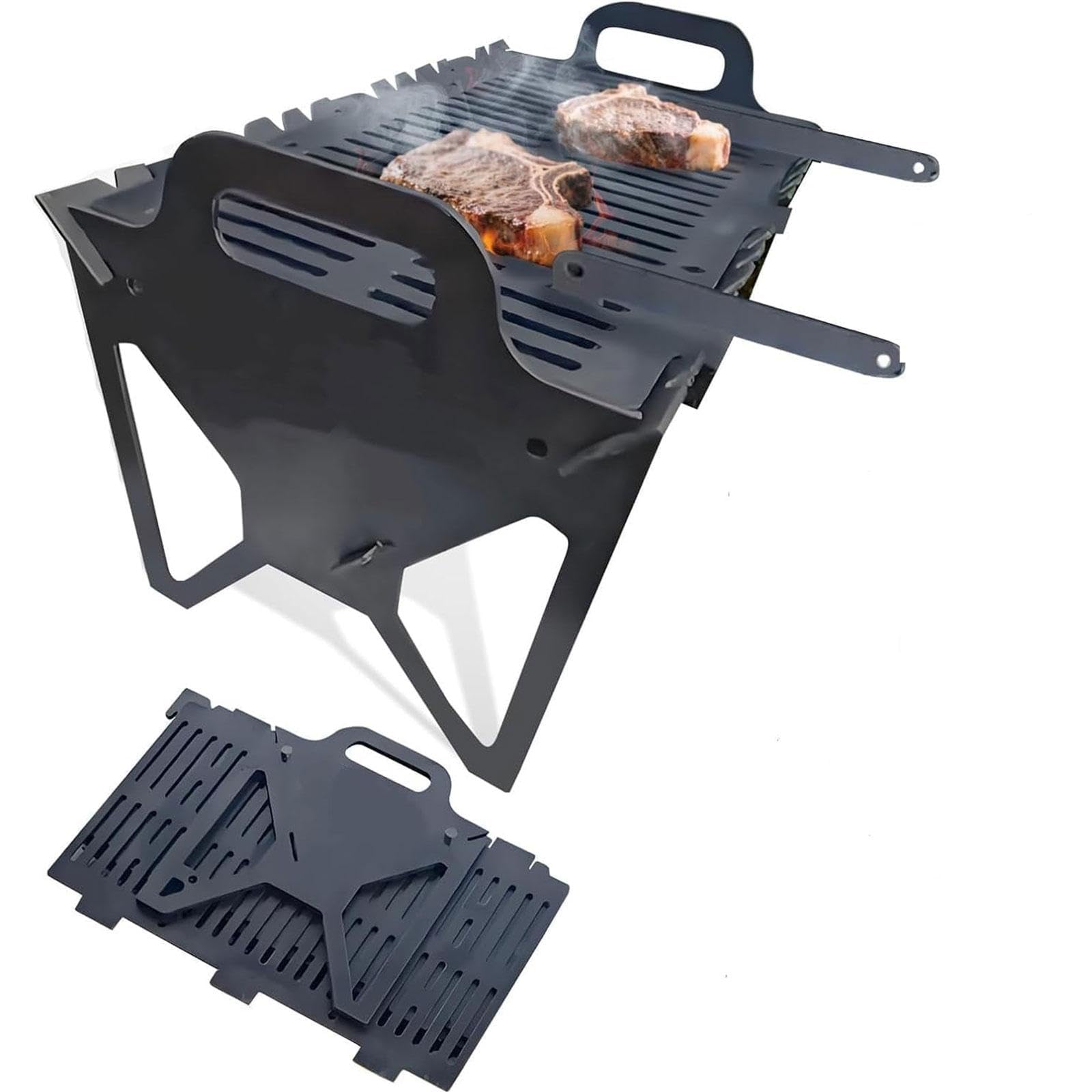 Składany metalowy grill do domu, na imprezę i piknik nad jeziorem – przenośny sprzęt do gotowania na świeżym powietrzu, kompaktowa konstrukcja dla łatwego transportu i przechowywania