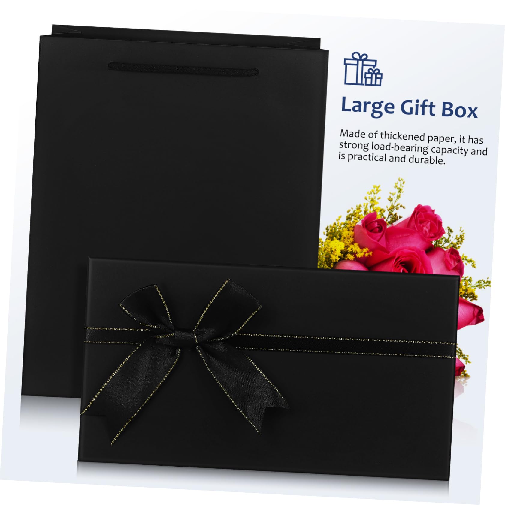 Ciieeo 5 Stück Schwarze mit Schleife Tragetasche für Geburtstage Hochzeiten und Weihnachten Handhaben
