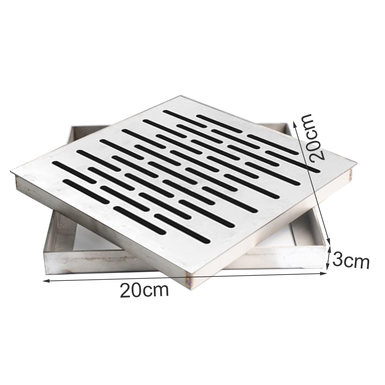 Genérico Kit de Rejilla de desagüe de Ducha de Acero Inoxidable – Sumidero Exterior y desagüe de Zanja para Patios, entradas de vehículos, Jardines y baños – Rejilla de alcantarillado Plateada extraí