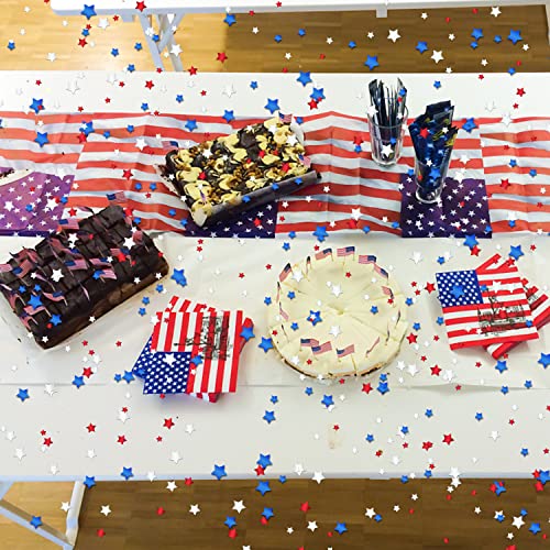 Image of FOIMAS 90g /3.2oz Metallic Star Confetti,4th of July Star Table Confetti Glitter for Independence Day Patriotic Party Decoration,Red,Silver and Blue
