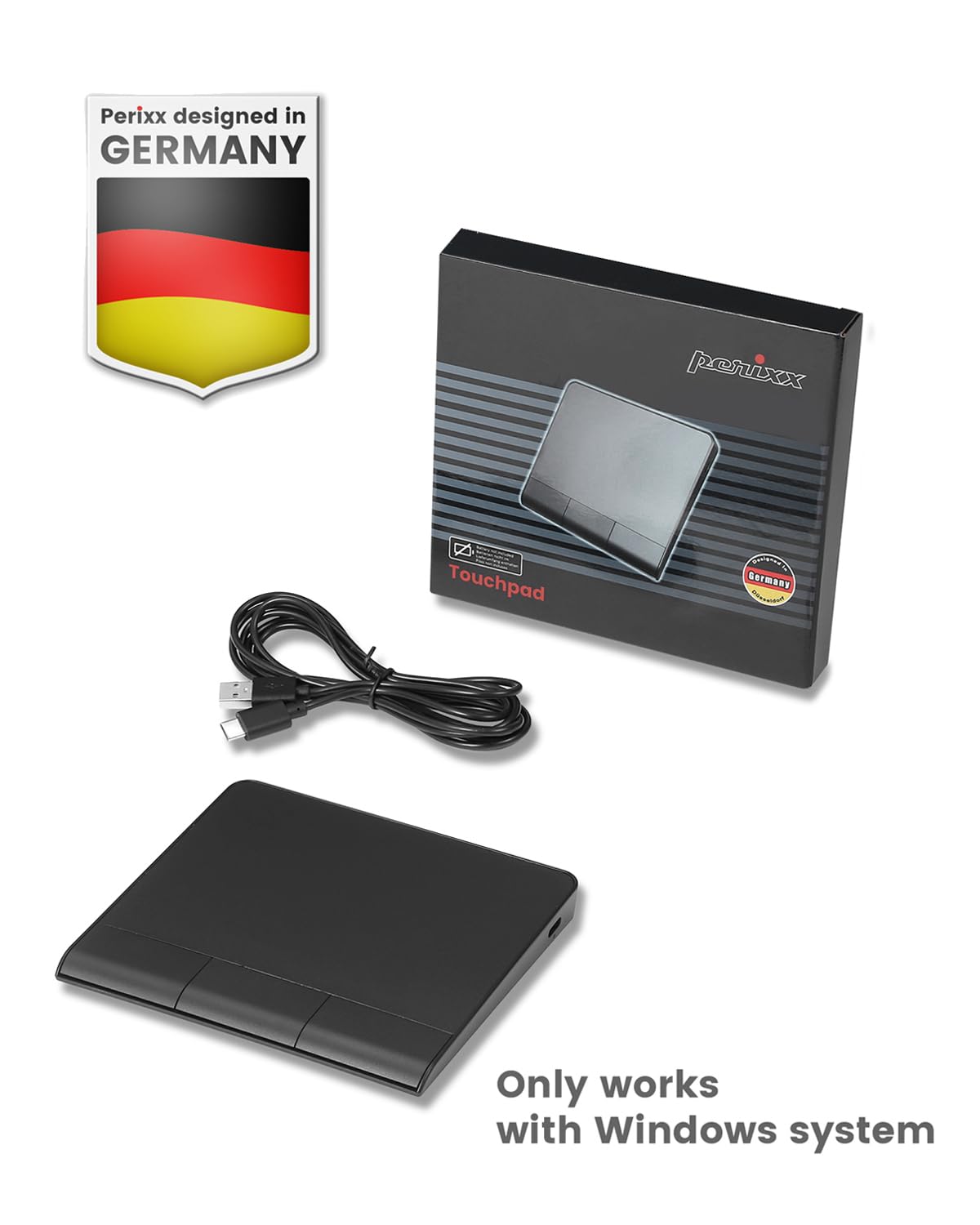 perixx PERIPAD-706 Touchpad sans Fil Slim, Connectivité Bluetooth et 2.4G RF, Rechargeable Via USB-C, Grande Taille 13.5x11.6x1.4 cm, Noir