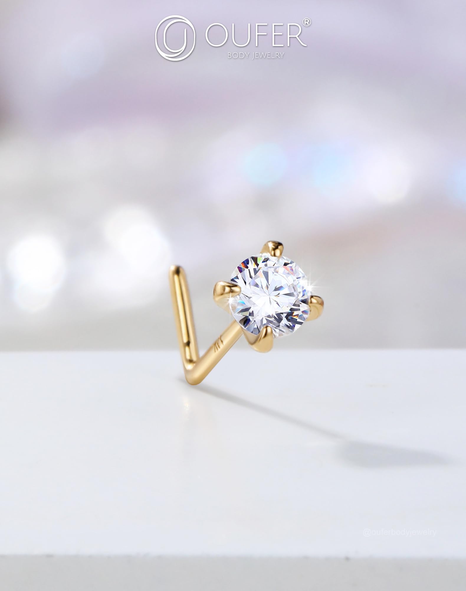 OUFER Body Piercing Piercing Naso Stud Jewellery 22G Nose Bar Gold Nose Piercing Jewellery 14K Gold L Shape Nose Stud Ring Nose Pin Bone Jewellery Nose Piercing