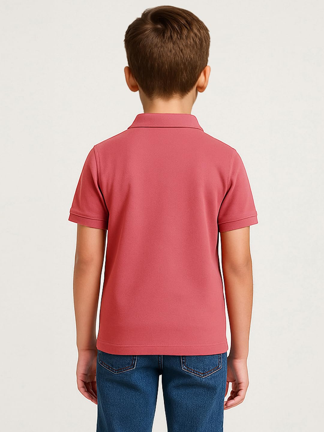 Alan Jones Clothing Boys Regular Fit Cotton Polo T-Shirt | Embroidery Detail | Short Sleeves | Ribbed Hems | Ages 6–16 Years (Cherry_11-12 Years) - Image 2 thumbnail