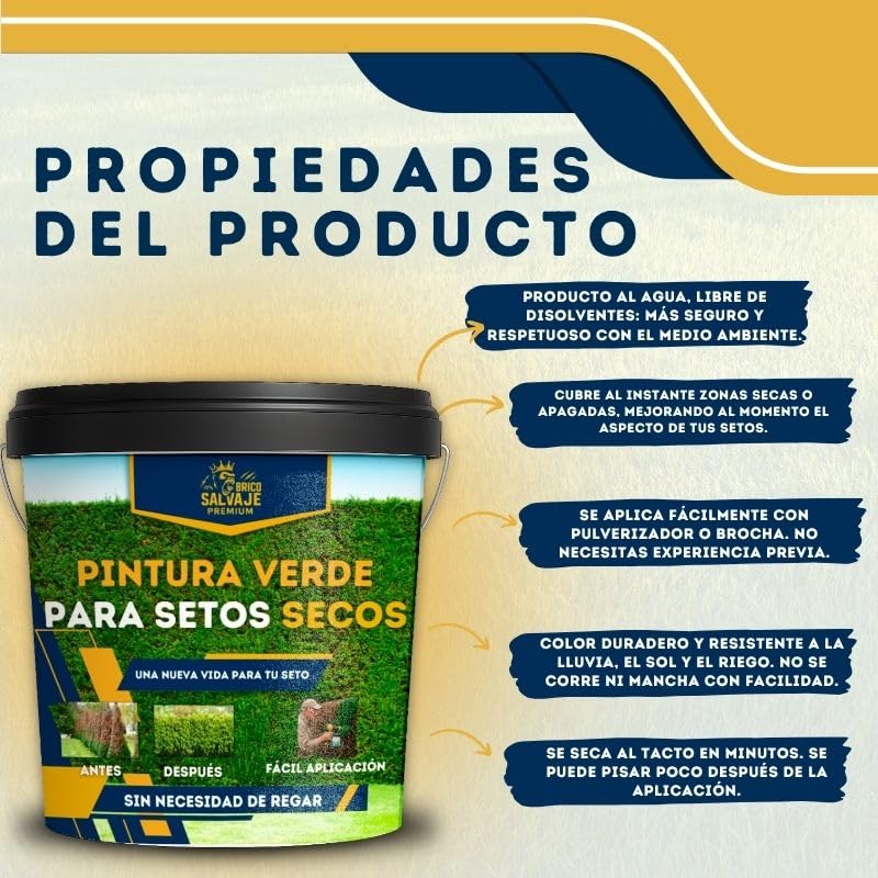 Peinture verte pour haies et clôtures | Revitalisant écologique à l'eau sans solvant | Couvre les zones sèches instantanément | Résistant au soleil et à la pluie | Application au