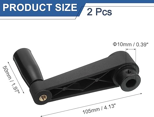 Miniatura 2 de uxcell 2 piezas de mango giratorio de 0.394 x 4.134 in (diámetro x L), mango de manivela de torno universal de repuesto para máquina de molienda