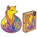 Produktbild UNIDRAGON Wooden Jigsaw Puzzle, Best Gift for Adults and Kids, Unique Shape Jigsaw Pieces Alluring Fox, 9.8 x 13 in (25 x 33 cm) 195 pcs, Medium