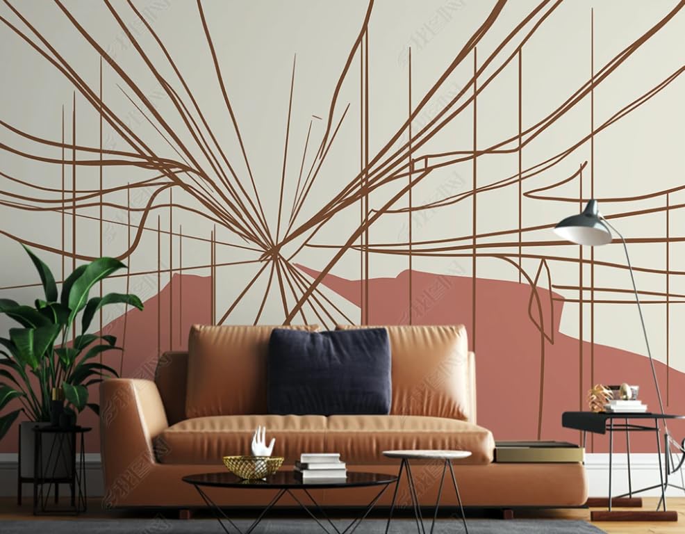Papier peint intissé haut de gamme à lignes géométriques pour décoration de salon