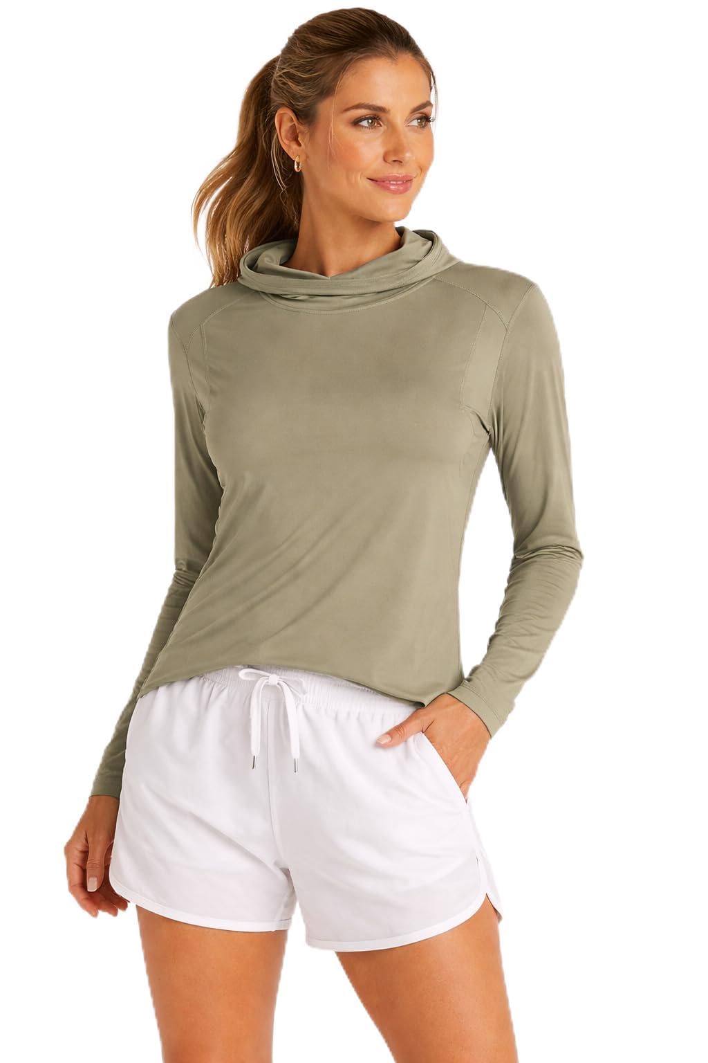 Spyder Womens Long Sleeve Sun Shirt - UPF 50 Sun Protection Hoodie Long Sleeve Shirts for Women Activewear with Pockets, Sage Green, M