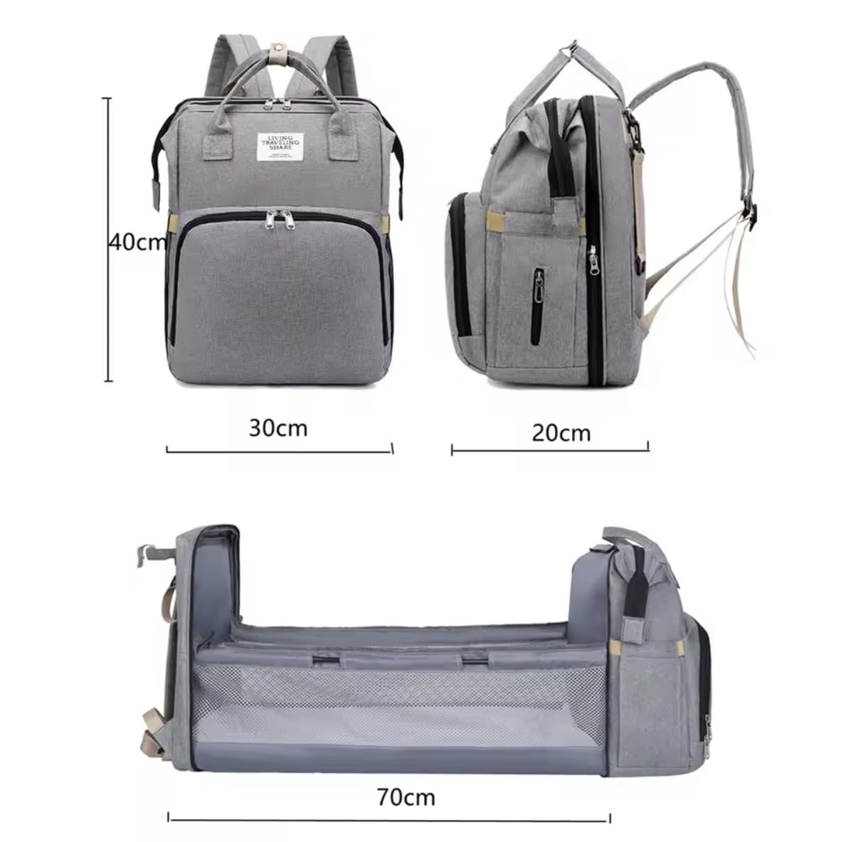 Générique Sac à Dos à Langer Bébé Pliable avec Matelas à Langer – Sac à Langer Multifonction Grande Capacité – Sac Bébé pour Maman et Papa – Attaches Poussette