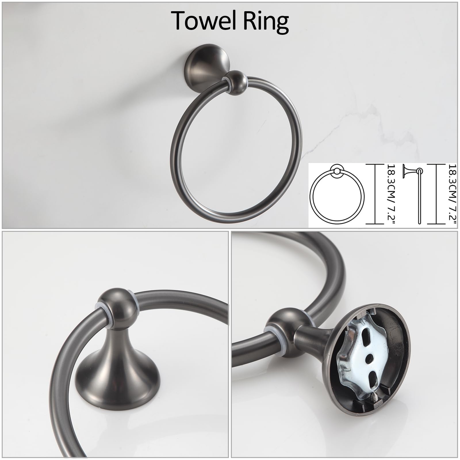 Set 4 Accessori Bagno May & Z – Portasciugamani, Portarotolo, Anello E Gancio – Acciaio Inox Spazzolato