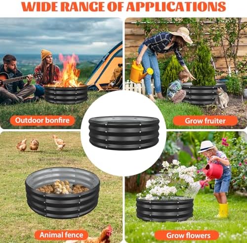 YSEJOMP 36 Inch Round Galvanized Fire Pit Ring/Fire Ring - Foldable and Perfect for Outdoor Gatherings and Campfires in The Yard/Garden/Park/Beach (Black+Gray, 3 FT Diameter+1 FT Tall) - 5