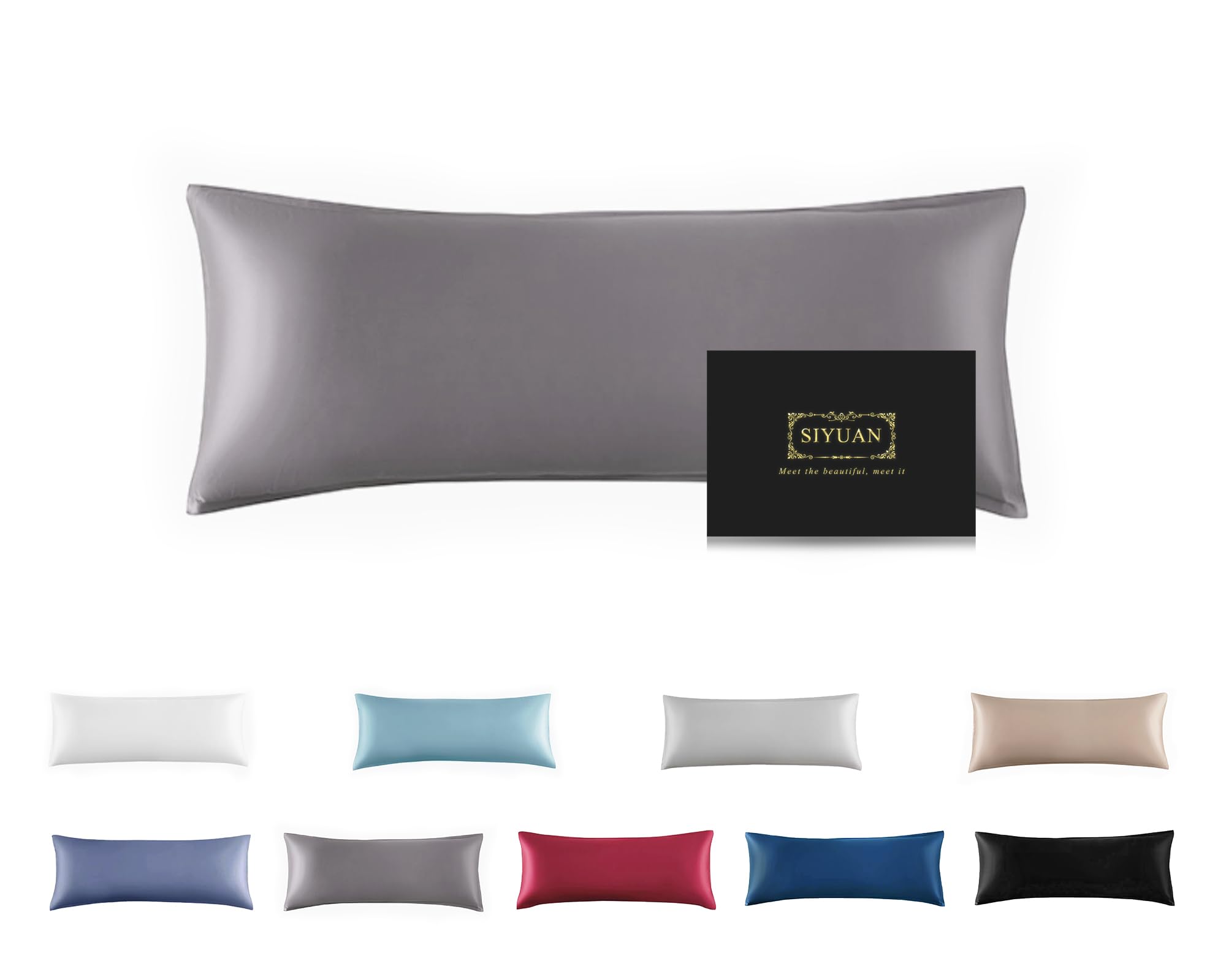 Mulberry Silk Pillowcase for Hair and Skin,Cooling Silk Pillow Case with Hidden Zipper,Allergen Proof Dual Sides Soft Breathable Smooth Silk Pillow Cover for Women (Dark Gray, Body) โ image 1