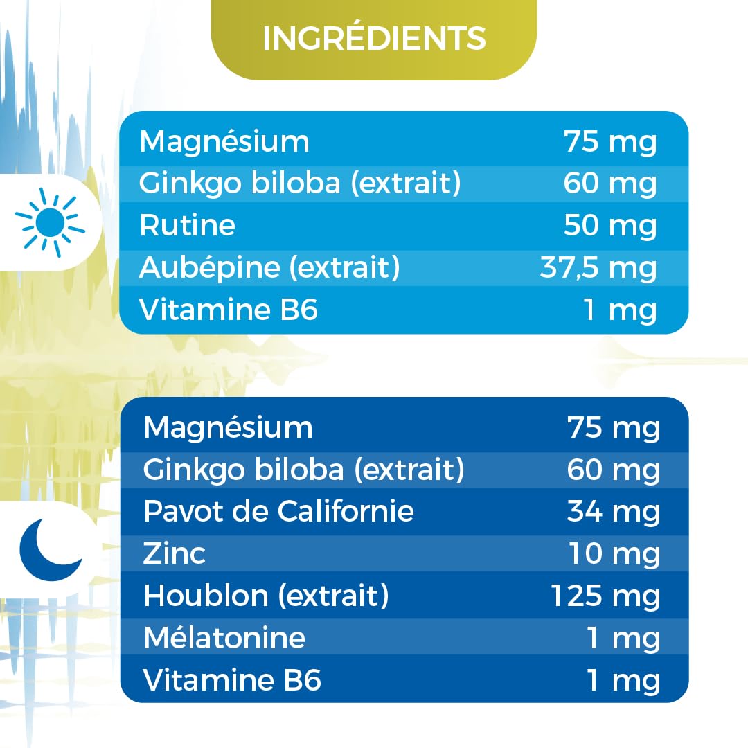 AUDISPRAY ZEN – Audition clair - Acouphènes - Bourdonnements et de sifflements d'oreille - Endormissement rapide, réduction du stress - Complément alimentaire - Ginkgo biloba - 60 comprimés