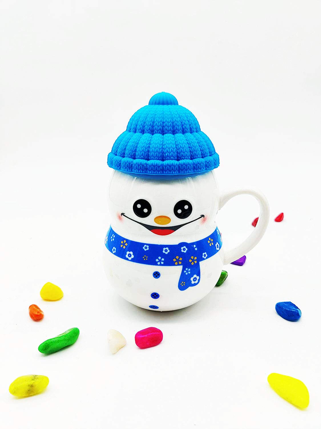 The Click India Ceramic Snowman Mug/Cup with Silicon Lid Cover Christmas Gifts for Kids Childrens Girls Coffee Mug/Cup-1 Piece 300 ml (Multicolor) (Pink) (B08QW6FDB4) Amazon Price History, Amazon Price Tracker
