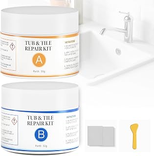 VERNY Tub Repair Kit Fiberglass Tub Repair Kit, 3.7oz Acrylic Wall Repair Tub Porcelain Repair Kit Tile and Shower Repair Kit, for Toilet, Sink Cracked Bathtub, Holes, Dents, Worns and Shower,Grey