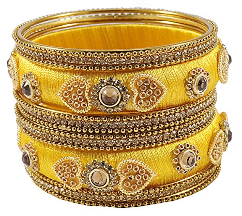 Image of NMII Get your traditions Valentine Gift for Girls & Women Silk Thread Bangle Set With Zircon For Womne & Girls