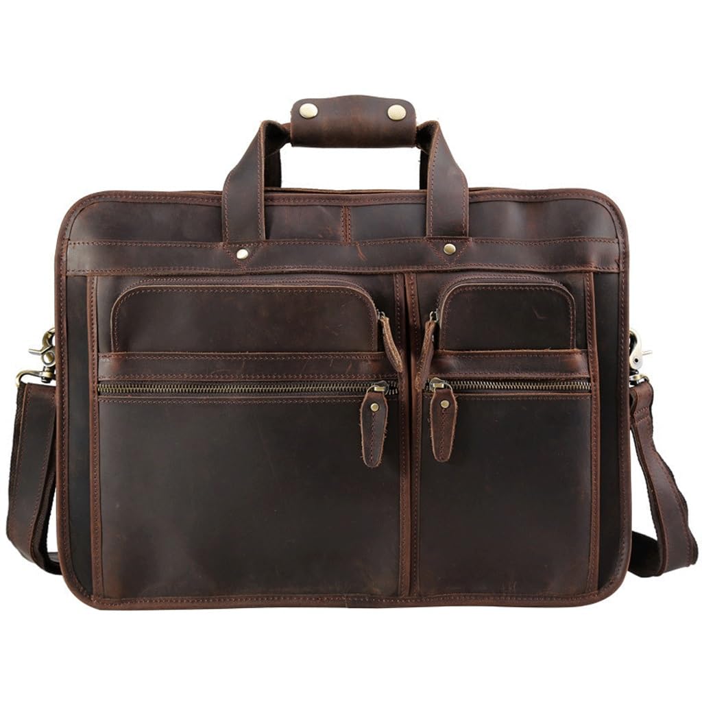 Bolso para ordenador de cuero genuino con correa ajustable y protección antichoque