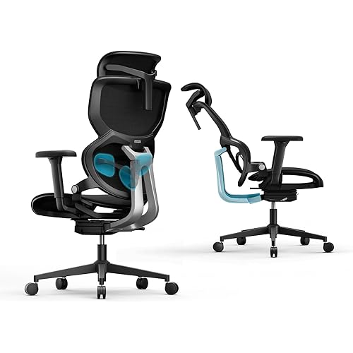 Q3-M Ergonomic Office Chair Ergonomic Chair with 3-Point Soft Rubber Lumbar Support, Extra Large 2D Headrest & 3D Armrest, 140° Tilting, Mesh Computer Chair for Home Office Executive