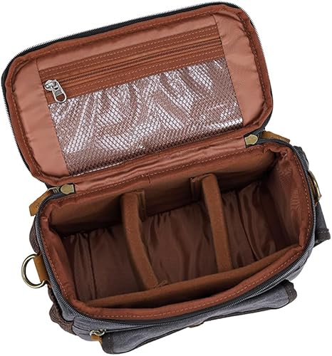 Miniatura 3 de peacechaos Bolsa cruzada para cámara, bolso bandolera para cámara, estilo vintage, DSLRSLR, sin espejo, para fotografía con CanonNikonSony (negro)