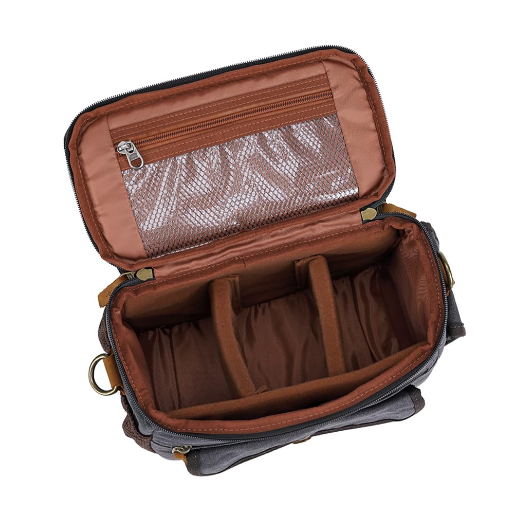 Borsa a tracolla in tela per fotocamera (Khaki)
