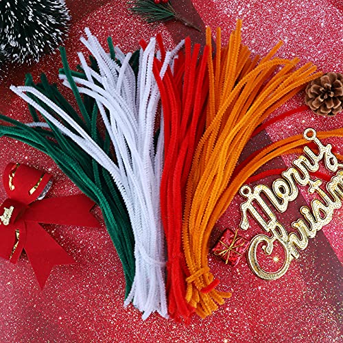 400 Pièces Chenilles Loisirs Creatifs de Noël,Cure Pipe Chenille Tiges de Fils Chenille Colorés Cure Pipes Cleaner Les Bâtons de Tiges de Chenille Comprennent Rouge,Vert,Blanc et Orange - Image 7