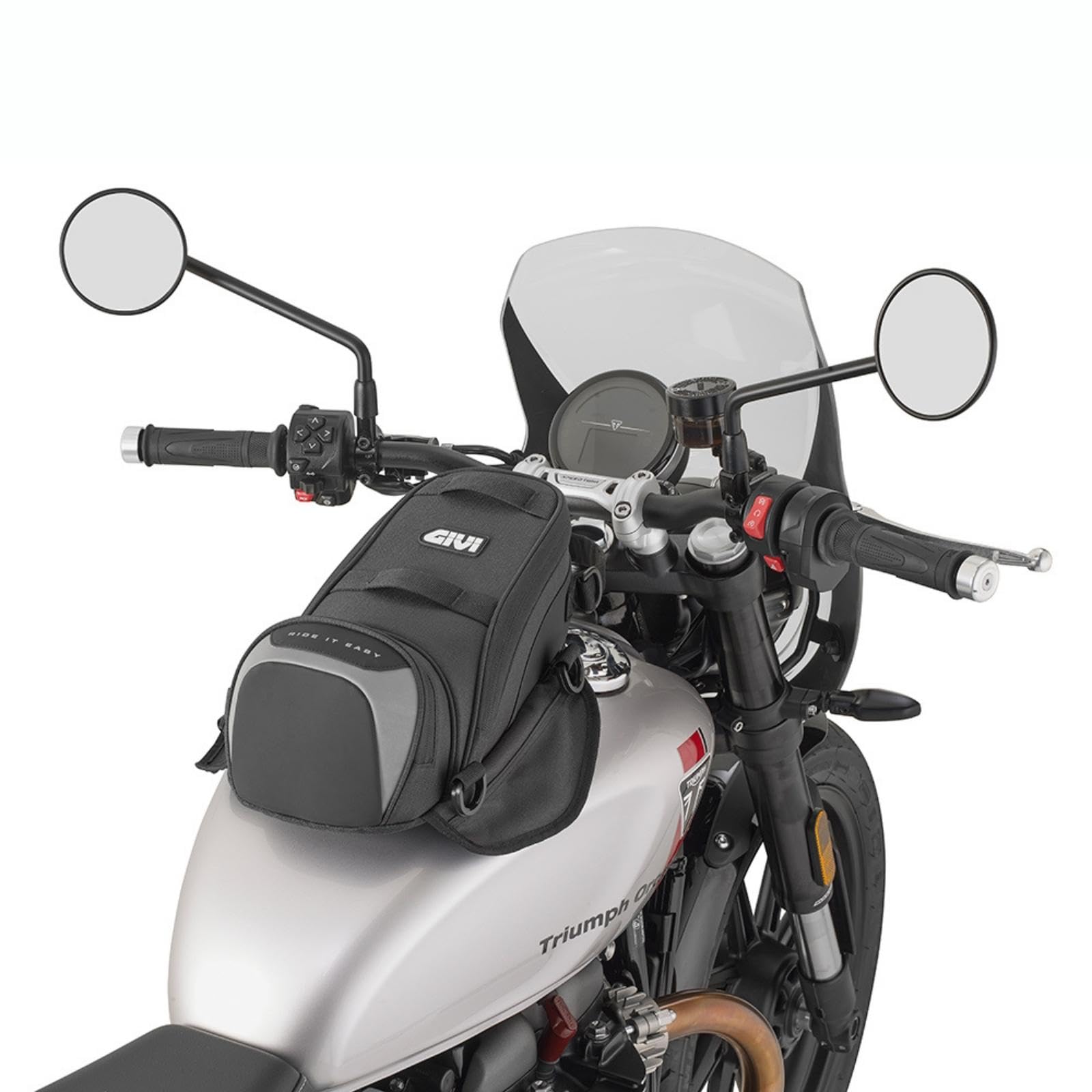 GIVI Tankrucksack für Motorrad, Easy02, 6 l, magnetisch, mit Riemen, Regenschutz und M.O.L.L.E-System, Schwarz