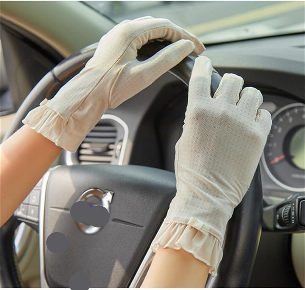 Spring and Autumn Thin Lace Women Driving and Cycling Riding Gloves Shade Sleeves
