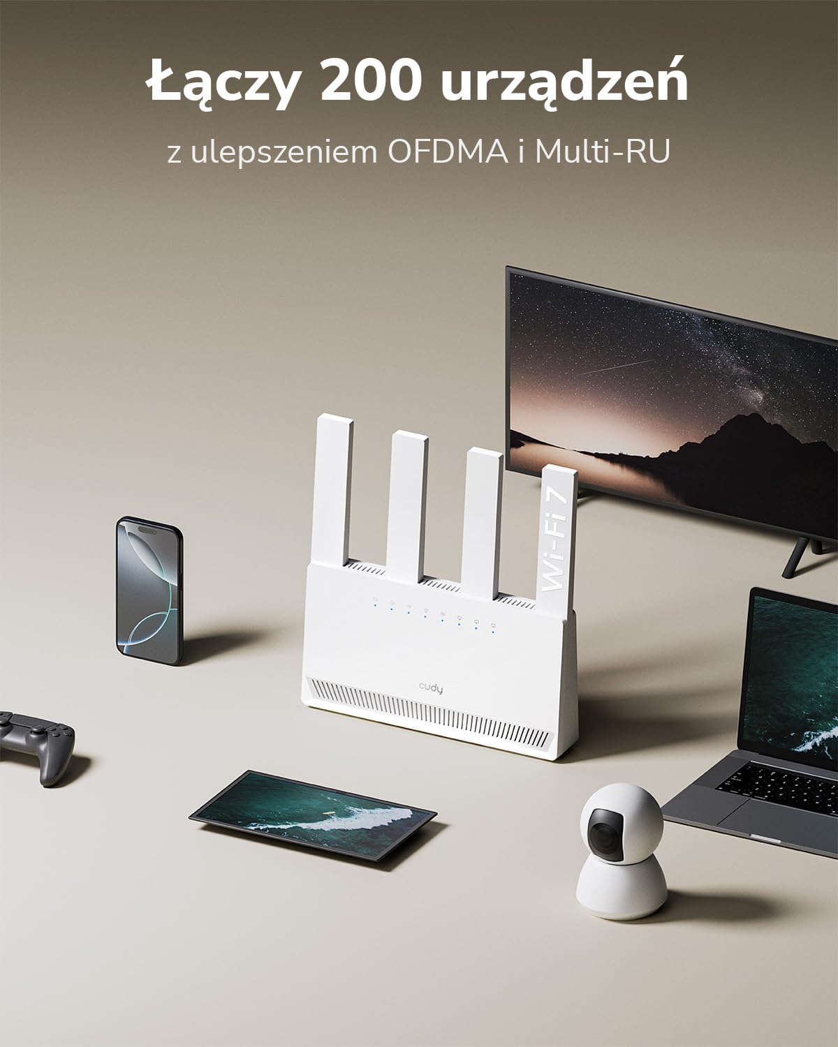 Router Wi-Fi 7 Cudy Dual Band BE3600 WR3600E z 4 portami Gigabit, czterordzeniowym procesorem 2,0 GHz, 4 antenami, klientami i serwerem VPN, aplikacją Cudy oraz kontrolą w chmurze.