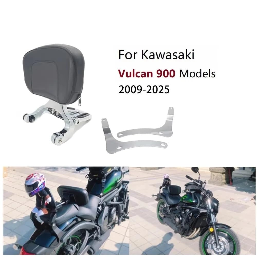drążek Sissy z bagażnikiem Akcesoria motocyklowe oparcie pasażera regulowane składane Sissy Bar pasuje do Kawasaki Vulcan VN 900(Whole Black)