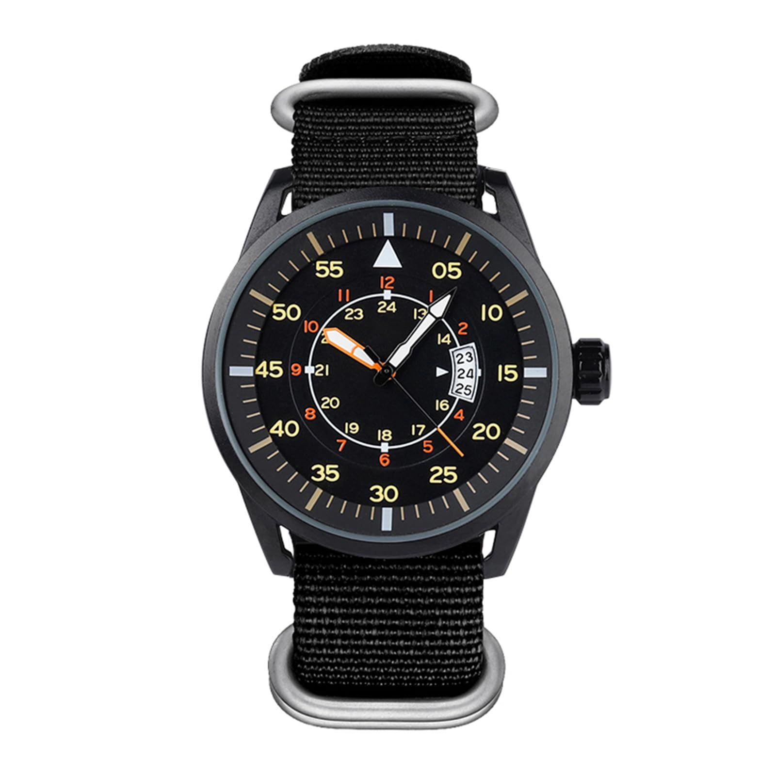 addies Reloj militar de 44 mm para hombre, pantalla de 3 fechas, resistente al agua, resistente al agua, para exteriores, correa de nailon de secado rápido