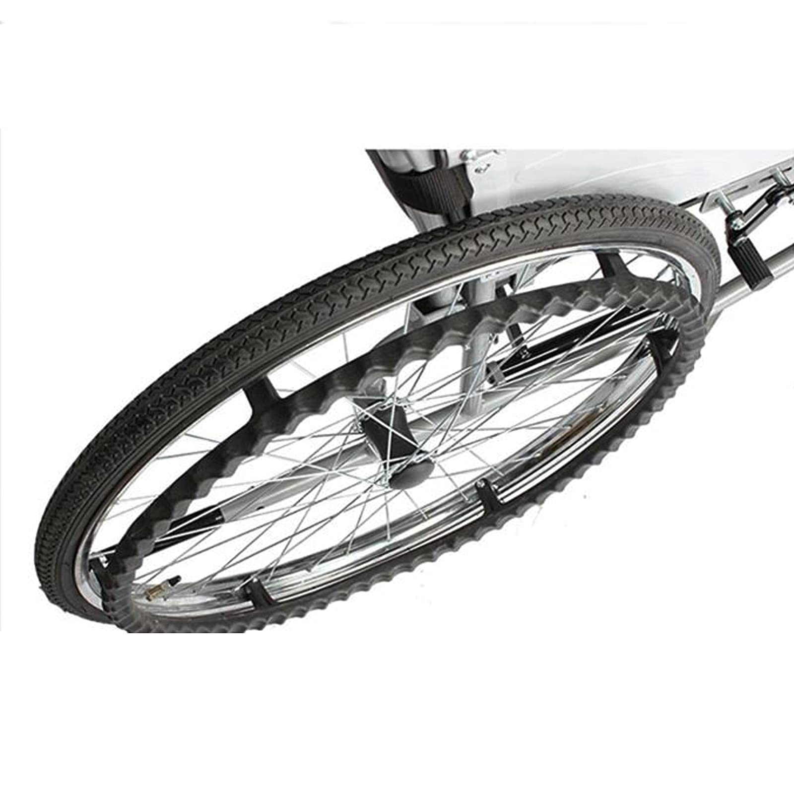 Ruedas Giratorias Manuales para Silla de Ruedas de 24 Pulgadas, Repuesto de Rueda De NeumáTico Trasero Inflable Negro/Gris, Rodamiento de 12 mm / 14 mm