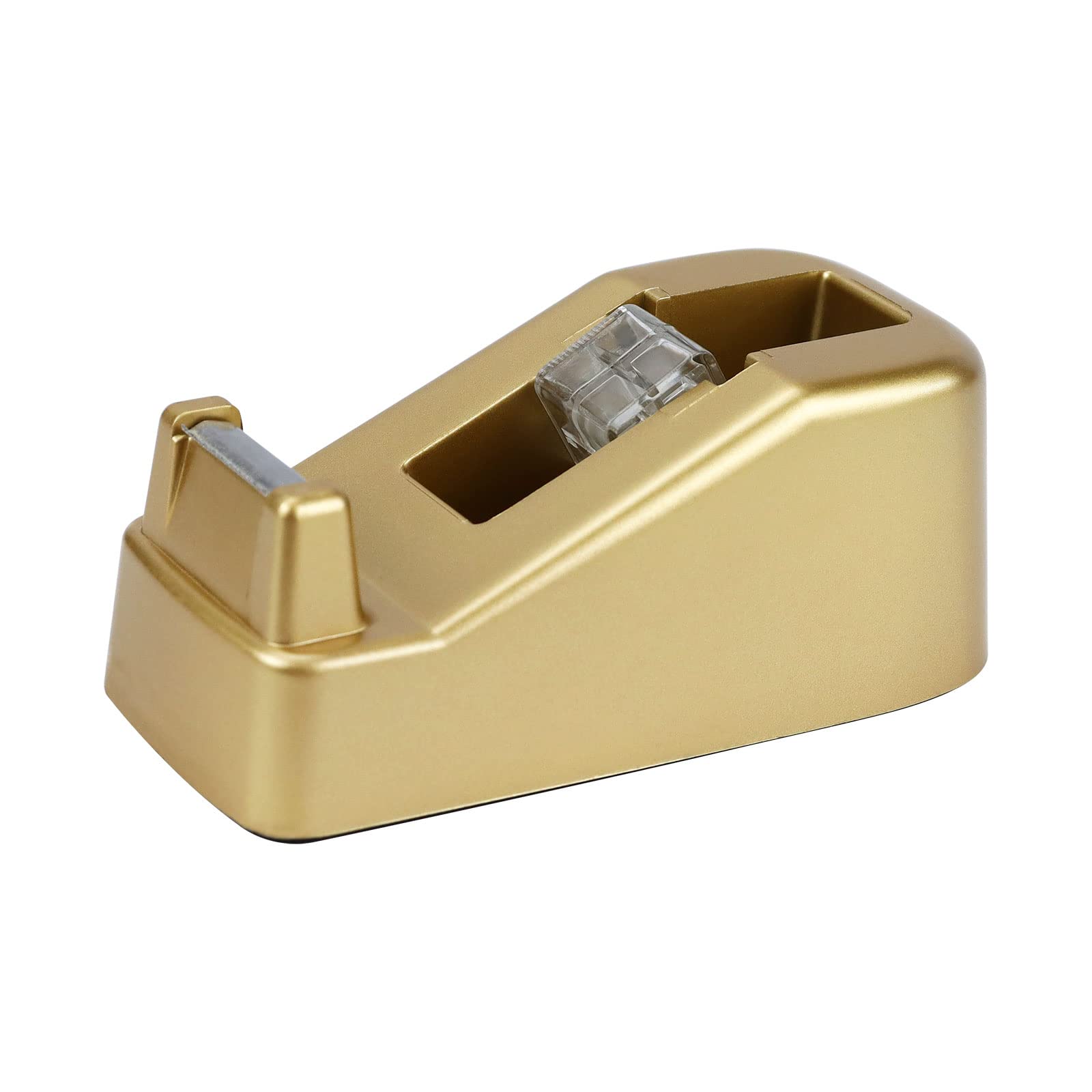 Buqoo Gold Desk Tape Dispenser 1-Inch Core Roller Tape Holder Cute Desktop Tape Cutter for School, Office Supplies (GT-1)