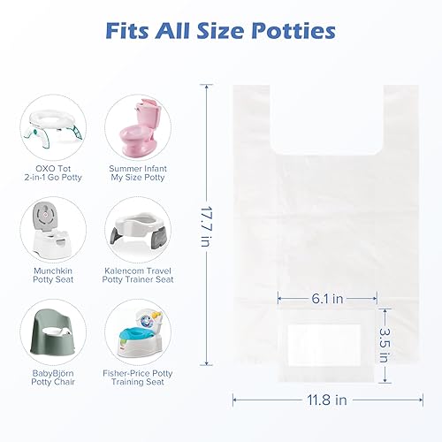 Miniatura 5 de Paquete de 30 bolsas desechables para inodoro portátil para niños pequeños, forros de viaje para orinal aptos para OXO Tot 2 en 1 Go Potty, bolsas