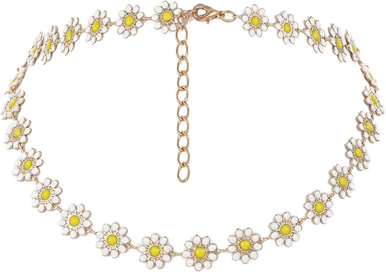 Daisy Necklace for Women White Daisy Flower Choker Necklace Summer Necklace Jewelry