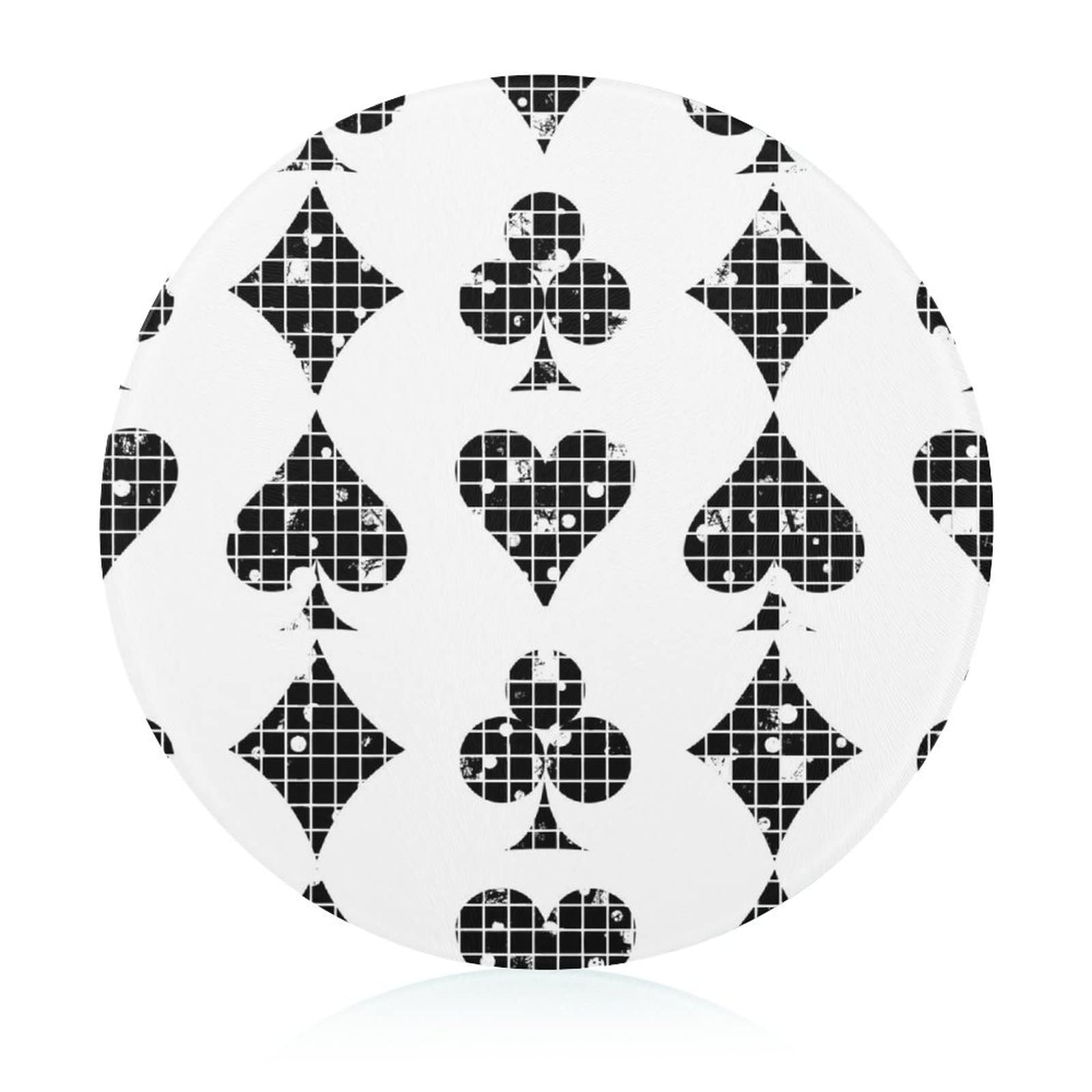Planche à découper en verre Poker Noir, idée cadeau originale pour cuisine - 20 cm