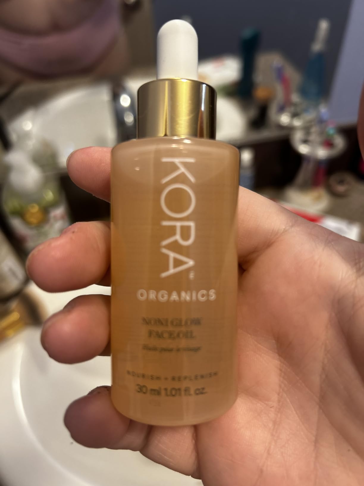 KORA Organics Noni Glow Hydrating Face Oil for All Skin Types, Lightweight Fast-Absorbing Facial Oil with Rosehip, Jojoba & Sea Buckthorn Oils for Smooth & Radiant Looking Skin, 0.34 fl oz