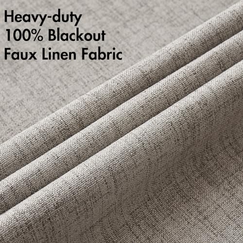 Image of MIULEE 100% Blackout Linen Textured Curtains for Bedroom Solid Thermal Insulated Warm Taupe Grommet Room Darkening Curtains & Drapes Luxury Decor for Living Room 52 x 90 Inch (2 Panels)