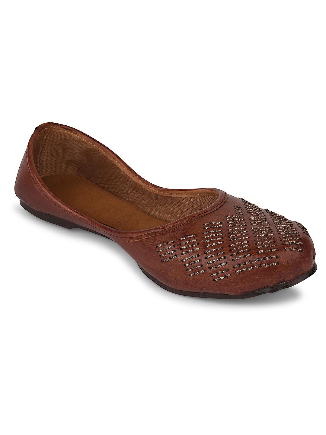 desi colour Women Brown Ethnic Vegan Punjabi Jutti |UK - 5-picture-5