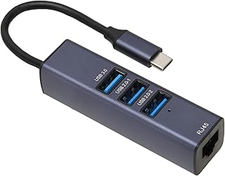 USB 3.0 to Ethernet Adapter,3-Port USB 3.0 Hub with RJ45 100/1000 Gigabit Ethernet Adapter, Laptop Network Adapter Support Windows,Mac OS, Linux,Chromebook